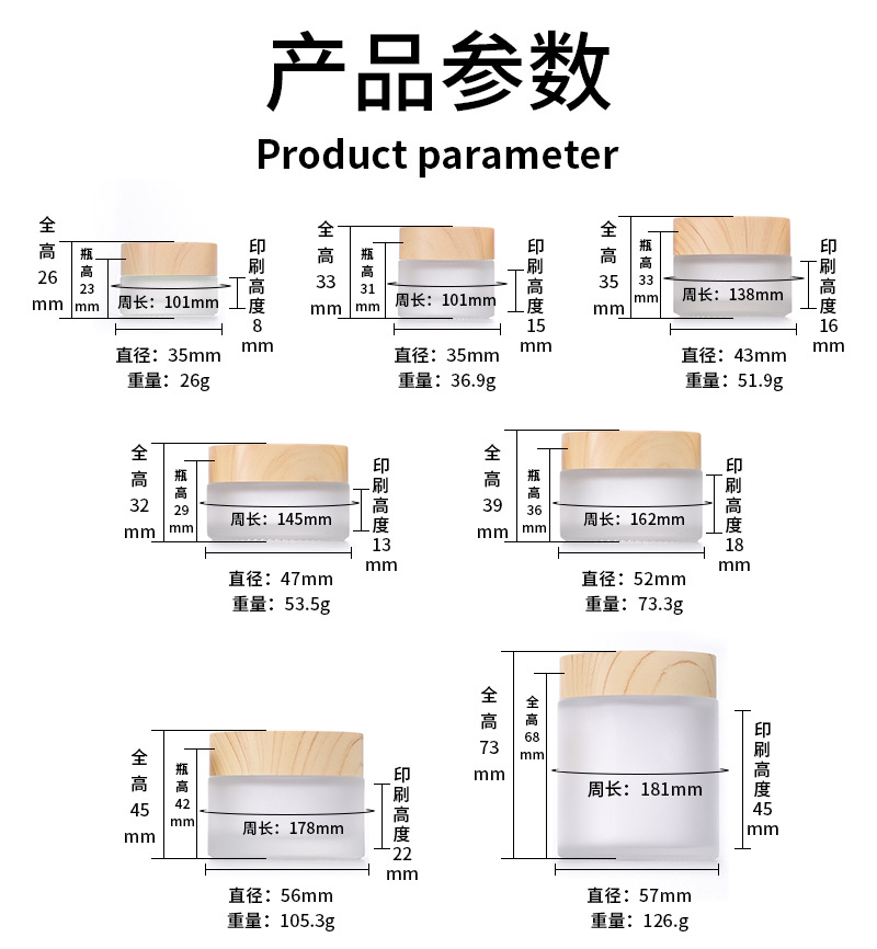 Frosted Glass Cream Bottle Sizes