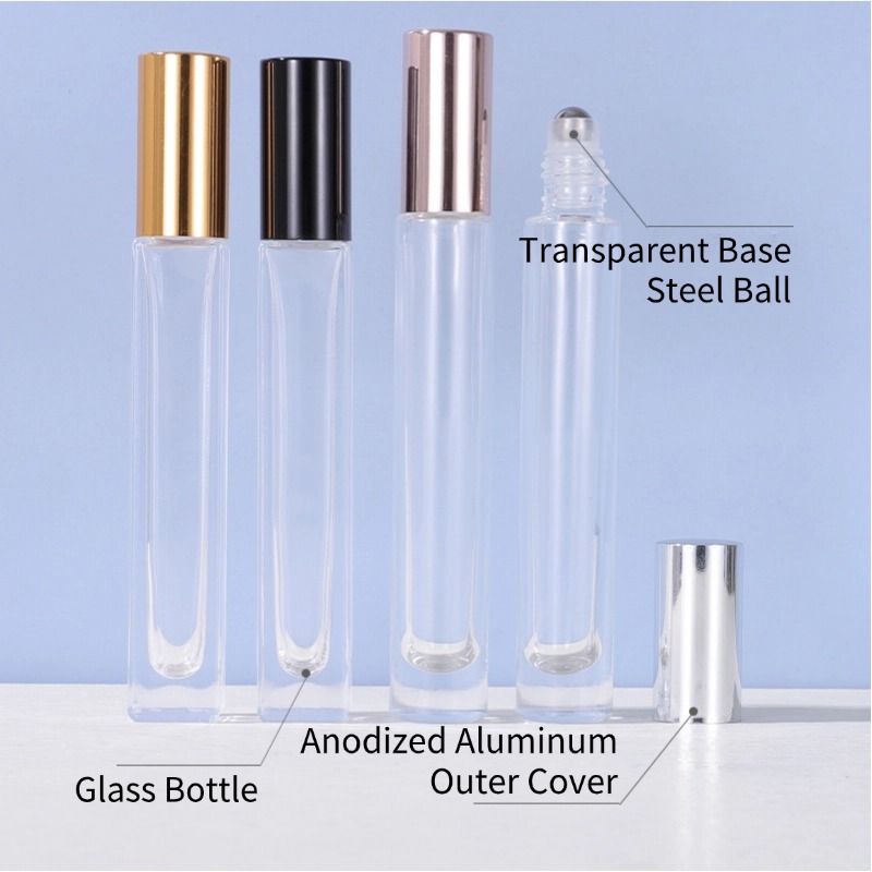 10ml Square Slim Glass Rollerball Bottles1