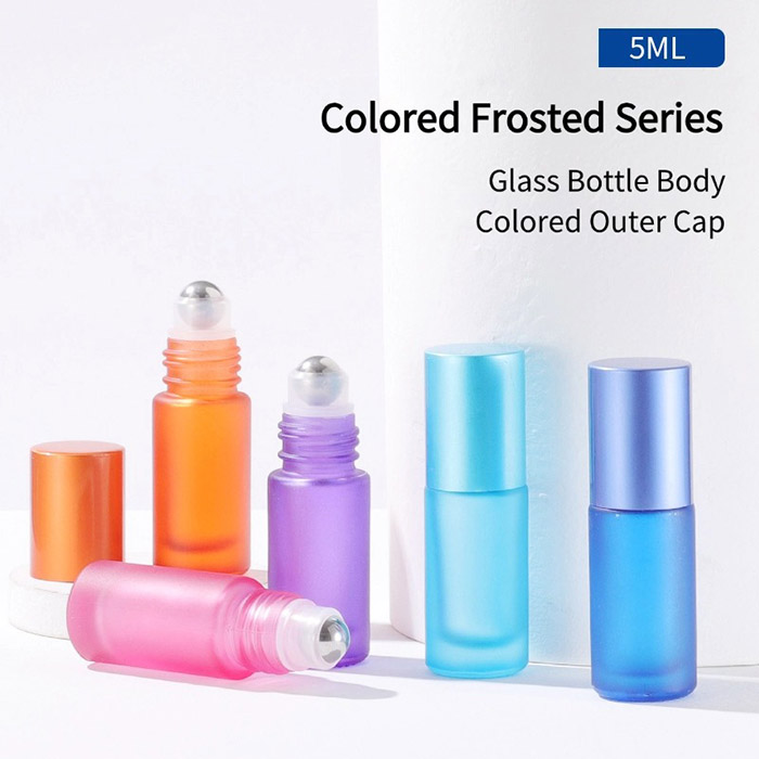 5ml rainbow-colored frosted roll-on bottle1