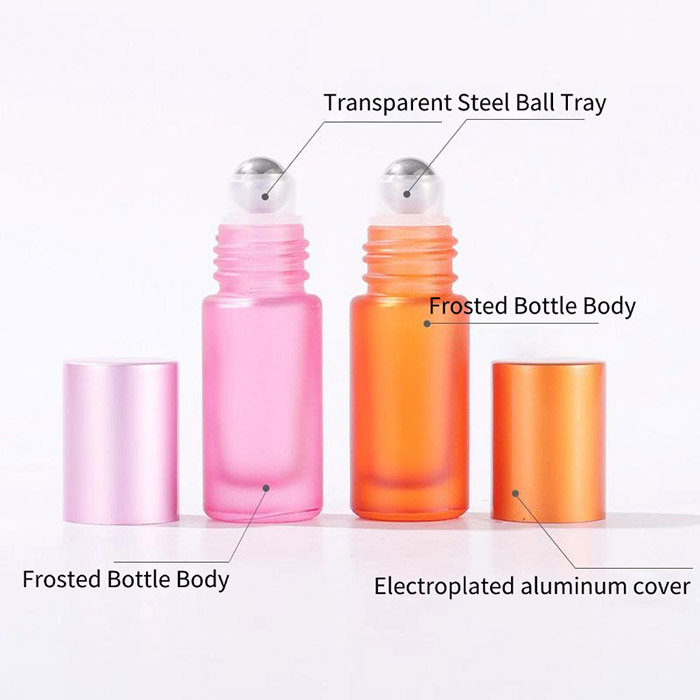 5ml rainbow-colored frosted roll-on bottle2