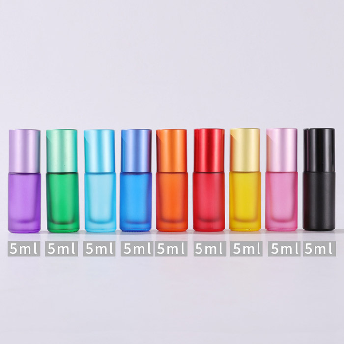 5ml rainbow-colored frosted roll-on bottle3
