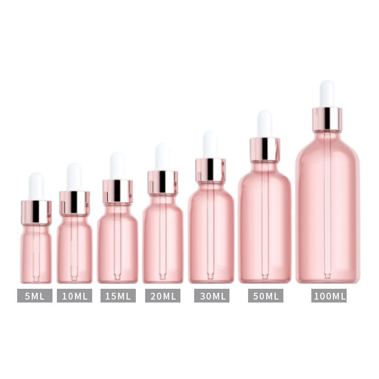 Aluminum Ring Pink Glass Dropper Bottle2