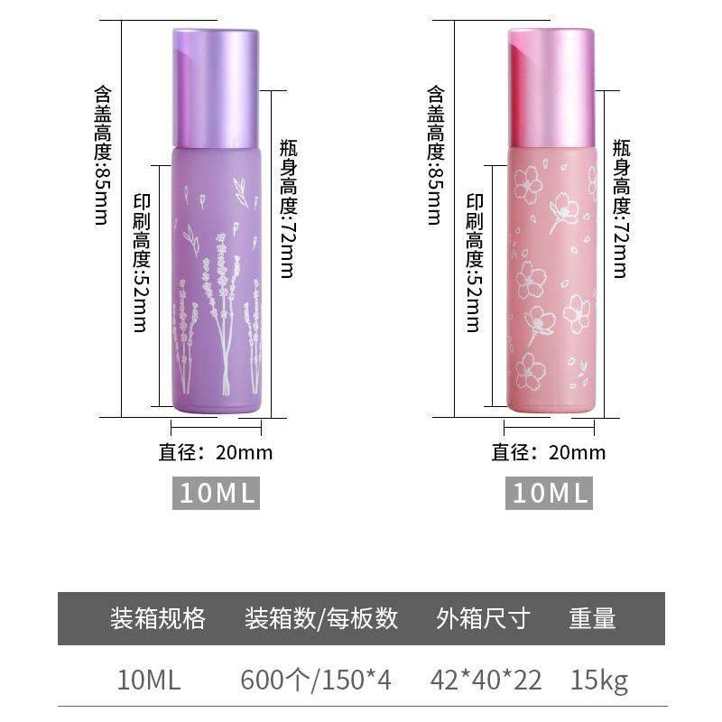 Printed Frosted Glass Rollerball Bottle Size
