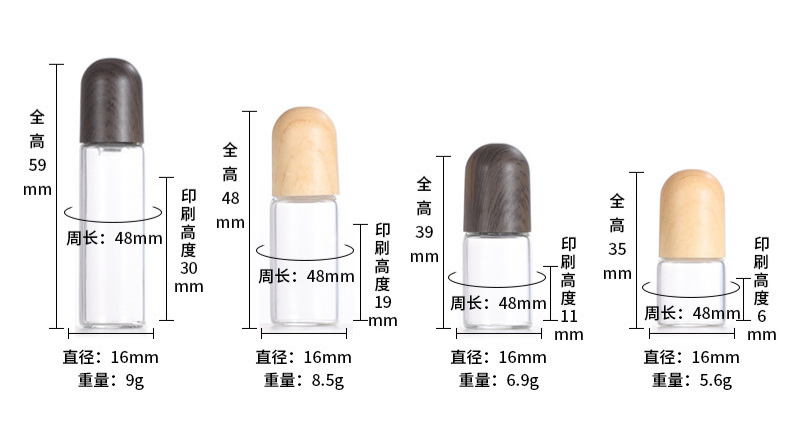 Wooden Cap Transparent Rollerball Bottle Size