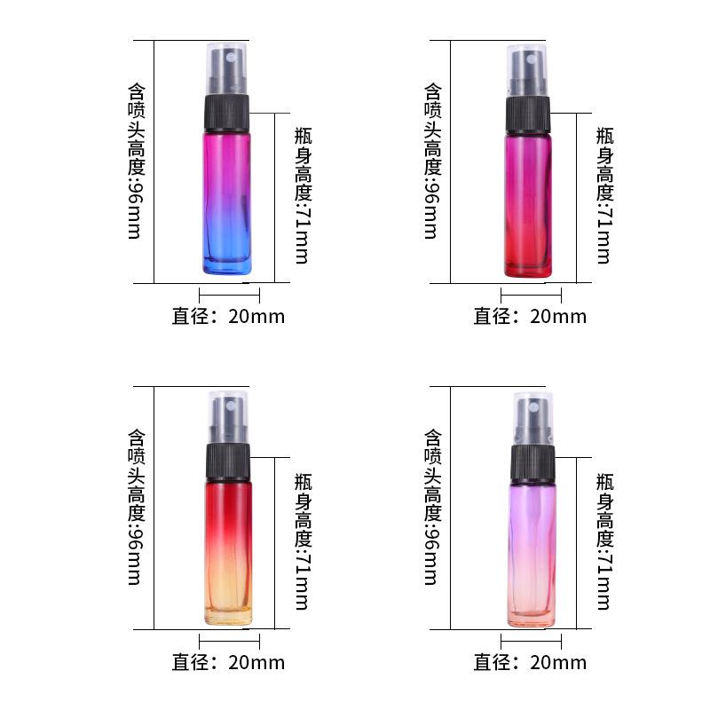 dual-color gradient transparent glass spray bottle size
